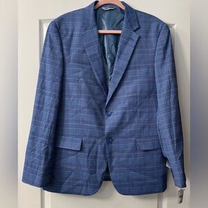 Lineage Men's Blue Plaid Blazer PLUS